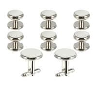 TOPPERFUN French Style Round Cuff Studs for Men Drip Oil Treated Rust-resistant Shirt Accessories Elegant Tuxedo Cufflinks for Wedding and Formal Occasions