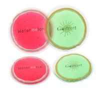 TOPPERFUN Fruit-Themed Reusable Gel Ice Packs 4pc Set Cool Compress Cold Packs for Boys and Girls Injuries Pain Relief with Kiwi and Watermelon Design