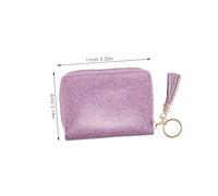 TOPPERFUN Glitter PU Accordion Wallet with Keyring Tassels Large Capacity Card Holder for Women Zippered Money Purse for Business Cards and Ids Lightweight Stylish Organizer