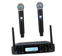 TOPPERFUN Glxd4 Uhf Wireless Microphone System 2-channel Cordless Vocal Mic with Beta58a Handheld Microphones for Karaoke Singing and Use Uk Plug Ac230v