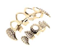 TOPPERFUN Gold Hollow Out Vampire Fangs Tooth Grill Set Hip Hop Rhinestone Copper Fake Tooth Cap for Halloween Cosplay Party Accessories