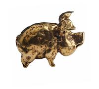 TOPPERFUN Golden Brass Zodiac Pig Ornament Miniature Home Decor Keychain Pendant Sturdy Creative Desktop Sculpture Gift for Living and Car Accessory