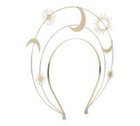 TOPPERFUN Golden Star and Moon Halo Crown Headpiece for Women, Three-Layer Handmade Medieval Sunburst Tiara, Party and Birthday Festival Hair Accessory