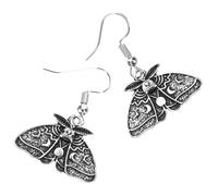 TOPPERFUN Gothic Alloy Earrings for Women Moth Dangle Drop Design Lightweight Hypoallergenic Jewelry Gift for Halloween and Daily Wear