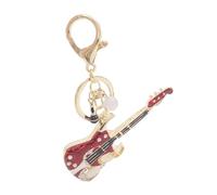 TOPPERFUN Guitar Rhinestone Keychain Moonstone Accent, Creative Metal Bag Key Ring Charm for Women and Teenage, Decorative Bass Guitar Accessory for Backpacks and Handbags