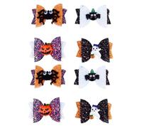 TOPPERFUN Halloween Hair Clips Hair Barrettes Grosgrain Ribbon Spider Pumpkin Ghost Bowknot Design for Women Girls 8PCS Random Colour for Costume Parties