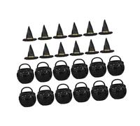 TOPPERFUN Halloween Miniature Cauldron and Witch Hat Plastic DIY Mini Decorations for Party Favors Desktop Ornaments with Realistic Details Compact Halloween Dollhouse Accessories
