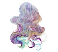TOPPERFUN Halloween Rainbow Gradient Long Curly Wig with Synthetic Hair for Festival Party Role Play and Halloween Makeup Prop Includes Hair Net