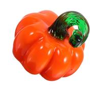 TOPPERFUN Hand Blown Glass Pumpkin Figurine Mini Fall Ornaments Vibrant Orange Decorative Collectible for Thanksgiving Halloween Table Car Decor