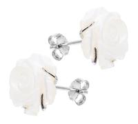 TOPPERFUN Handcrafted Rose Flower 925 Sterling Silver Stud Earrings for Women Elegant Natural Pearl Jewelry for Weddings and Special Occasions