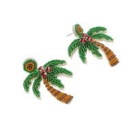 TOPPERFUN Handmade Bohemian Coconut Palm Tree Earrings Tropical Beach Jewelry for Women Summer Vacation Accessories Beaded Dangle Earrings Set