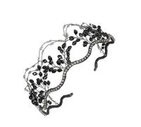 TOPPERFUN Handmade Crystal Beaded Wedding Crown Headband for Women Bridal Hairpiece Elegant Rhinestone Tiara for Wedding Party Birthday Cosplay Comfortable Lightweight Design