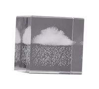 TOPPERFUN Healing Crystal Cube Decor with Rain Motif, Large Desktop Crystal Art Ornament for Home Decoration and Stress Relief