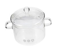TOPPERFUN Heat Resistant Borosilicate Glass Stew Pot with Lid Double Handle Cooking Pot for Instant Noodles Soup Milk and Sauce Glassware for Home and Restaurant Use