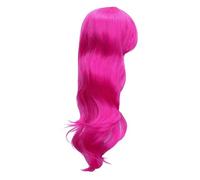 TOPPERFUN High Temperature Long Curly Wig Rosy Red Natural Looking Hairpiece for Women Cosplay Party Stage Performance Dancing Fancy Dress