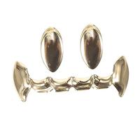 TOPPERFUN Hip Hop Mouth Grills Fake Teeth for Men Durable Gold Costume Teeth for Halloween Cosplay Eye Catching Vampire Dentures Party Accessory