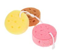 TOPPERFUN Honeycomb Shower Sponge and Body Scrubber 3Pcs Set Round Bath Balls with Rope Design, Space-Saving Portable Bathing Accessories for Boys and and Adults