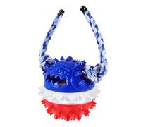 TOPPERFUN Interactive Dog Chew for Teeth Cleaning with Red and Blue Cotton Rope, Puppy Treat Dispensing Plaything for Dental Health and Chewing Activity