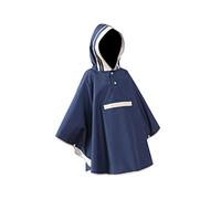 TOPPERFUN Kids Rain Poncho Waterproof Hooded Rain Cape Lightweight One-Piece Rainwear for Children Extended Hood Keeps Hair Dry Navy Blue Size L