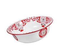 TOPPERFUN Large Enamel Basin with Vintage Design, Classic Retro Red Wash Basin for Home Decor and Washing, Sturdy Tear-Resistant Material with Large Capacity for Kneading Dough and Serving