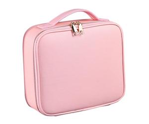 TOPPERFUN Large PU Makeup Bag with Adjustable Dividers Large Capacity Travel Cosmetics Organizer Case for Women Portable Professional Makeup Storage for Artists Barbers and Beauty