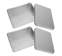 TOPPERFUN Large Rectangular Iron Storage Boxes 2Pcs Set for Letters, Cards, Coins Organizer with Rolling Axle, Metal Biscuit and Candy Storage Containers for Home Use