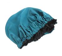 TOPPERFUN Large Shower Cap for Women, Elastic Reusable Bath Hat with Button Closure, Thickened Sauna Cap with Turquoise Outer and Black Lining, Suitable for Long Hair and Braids, Shower Essentials