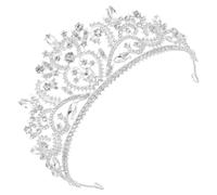 TOPPERFUN Large Silver Crystal Bridal Crown Headband for Wedding Bride, Luxury Rhinestone Tiara Hair Accessory, Elegant Bridal Headdress for Party and Formal Occasions