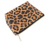 TOPPERFUN Leopard Pattern Cosmetic Bag Large Capacity Portable Makeup Pouch with Zipper Travel Toiletry Storage Organizer for Women Red Brown