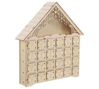 TOPPERFUN Light Up Wooden Advent Calendar with LED Christmas Countdown House for Rustic Holiday Mantel Decor Fillable Compartments for Daily Treats Cozy Winter Tabletop Display