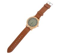 TOPPERFUN Lightweight Bamboo Wristwatch for Men with Wooden Case and Leather Strap, Casual Vintage Style Wood Watch Suitable for Everyday Wear