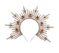 TOPPERFUN Lolita Crown Headband Lightweight Goddess Headpiece for Women Elegant Gold Hair Accessory for Cosplay Party Wedding Halloween Prom Photography and Comfortable