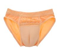 TOPPERFUN Male to Female Clothing, Men's Invisible Briefs, Lace Briefs, Crossdressing Shaper Briefs, Gathered Briefs, Drag Queen Costumes for Crossdressers Transsexuals (XXL) Light Yellow