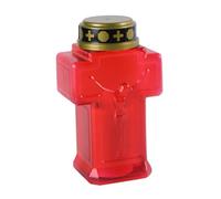 TOPPERFUN Memorial Solar LED Flameless Candle Jesus Light for Cemetery and Garden Decoration Charming Electronic Devotional Prayer Candle with Red Shell for Sacred Spaces