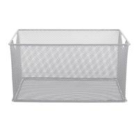 TOPPERFUN Metal Wire Dvd CD Storage Basket Silver, Creative Desktop Sundries Organizer, Home Kitchen Open Storage Bin for Cosmetics and Small Items