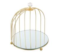 TOPPERFUN Mirror Bird Cage Storage Rack for Cosmetics Iron Makeup Organizer Desk Shelf Mirror Look