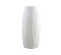TOPPERFUN Modern Minimalist White Ceramic Vase with Textured Grooves for Flower Arrangement Nordic Style Decorative Pot for Dried Flowers and Home Living Room Decor Rust Resistant and Smooth