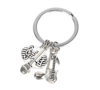 TOPPERFUN Music Lover Keychain Set with Microphone, Guitar Musical Note Pendants, Instrument Key Rings Bag Charms for Women Accessories