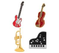 TOPPERFUN Musical Instrument Brooch Set Featuring Guitar, Violin, and Piano Designs 4pcs as Costume Decoration Made of Sturdy Alloy with Delicate Making, for Daily Wearing and Celebrations