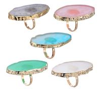 TOPPERFUN Nail Art Manicure Palette Resin Agate Painted Nail Ring 5pcs Mixed Styles and Personal Use