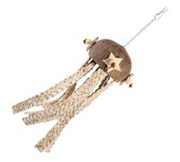 TOPPERFUN Natural Coconut Shell Parrot Shredding with Tassel Design Safe Hanging Foraging Plaything for Indian Ringneck and Conure Birds