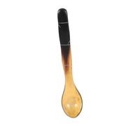 TOPPERFUN Natural Horn Dessert Spoon with Bamboo Handle, Small Yellow Spoon for Ice Cream and Coffee, Break Resistant and Wear Resistant, for Coffee Shop and Hotel Use