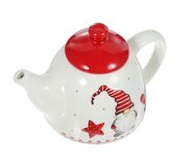 TOPPERFUN Nordic Style Ceramic Tea Kettle Christmas Decorative Teapot with Filter Porcelain Tea Serving Tool for Home Kitchen Heat Resistant Teakettle for Festive