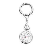 TOPPERFUN Nurse Watch with Key Ring Luminous Pocket Watch Silver Metal for Nurses Midwives Suitable for Exams and Work