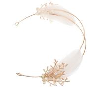 TOPPERFUN Plume Headband White Metal Quill Headpiece for Bride, Elegant Hairband for Photo Shoots and Cosplay