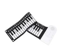 TOPPERFUN Portable 49-key Roll-up Piano Keyboard Silicone Foldable Electronic Piano for Beginners Lightweight Travel-friendly Design Built-in Speakers White