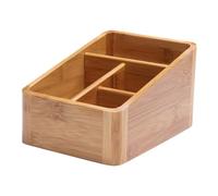 TOPPERFUN Premium Bamboo Makeup Storage Box with Compartments Smooth Rounded Corners Cosmetic Organizer for Desktop Practical Holder for Makeup Phone Remote Control and Safe Design