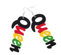 TOPPERFUN Queen Letter Dangle Wood Earrings Ethnic African Style Drop Pierced Accessories for Women Lightweight Fashion Jewelry for Parties and Daily Wear