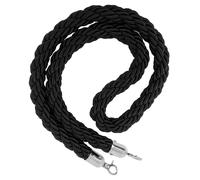 TOPPERFUN Queue Barrier Rope 1.5M Black Twisted Braided Rope with Silver Hooks for Concert and Event Crowd Control