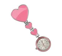 TOPPERFUN Red Love-Shaped Nurse Pocket Watch Quartz Hanging Watch